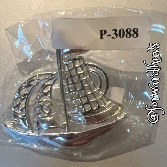 Bundle Sale 3 for $15 | Silver Tone Boat Pendant – 1.75” - Picture 5 of 8